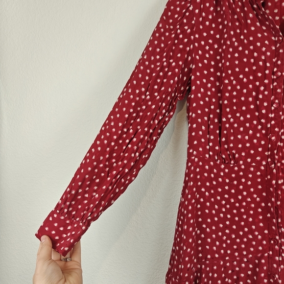 Rebecca Taylor Blurry Heart Silk Long Sleeve Mini Shirt Dress Size 2 Women's - Picture 9 of 16